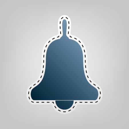 Bell Alarm, hand bell sign. Vector. Blue icon with outline for cutting out at gray background.のイラスト素材