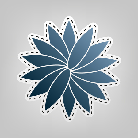 Flower sign. Vector. Blue icon with outline for cutting out at gray background.のイラスト素材