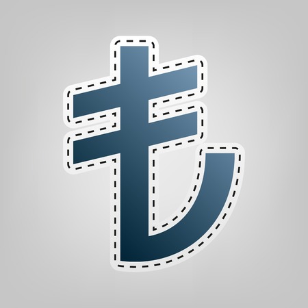 Turkiey Lira sign. Vector. Blue icon with outline for cutting out at gray background.のイラスト素材