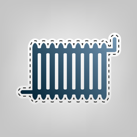 Radiator sign. Vector. Blue icon with outline for cutting out at gray background.のイラスト素材