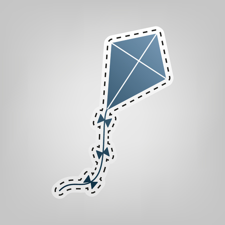 Kite sign. Vector. Blue icon with outline for cutting out at gray background.のイラスト素材