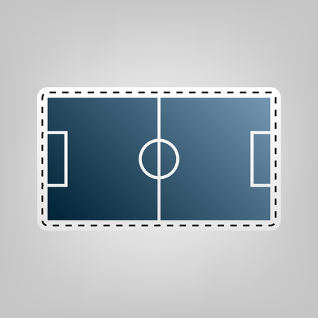 Soccer field. Vector. Blue icon with outline for cutting out at gray background.のイラスト素材