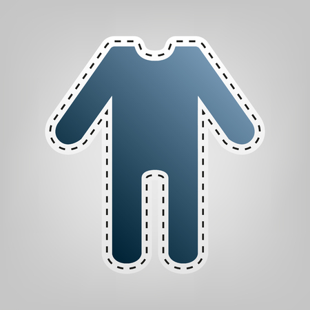 baby clothes sign. Vector. Blue icon with outline for cutting out at gray background.のイラスト素材