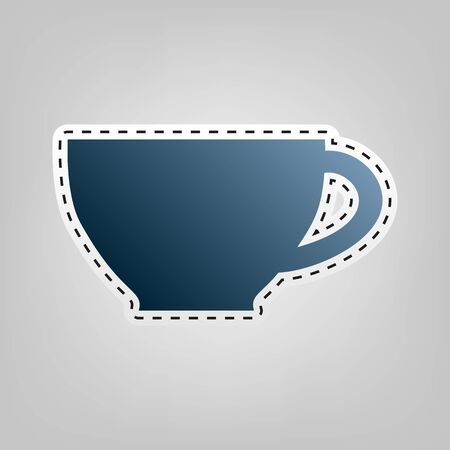 Cup sign. Vector. Blue icon with outline for cutting out at gray background.のイラスト素材