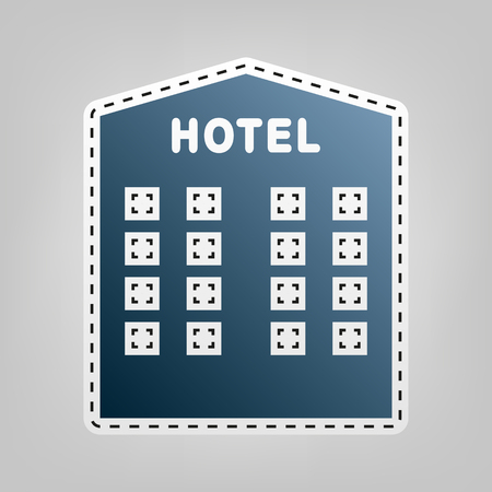 Hotel sign. Vector. Blue icon with outline for cutting out at gray background.のイラスト素材