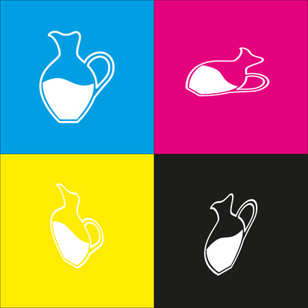 Amphora sign. Vector. White icon with isometric projections on cyan, magenta, yellow and black backgrounds.のイラスト素材