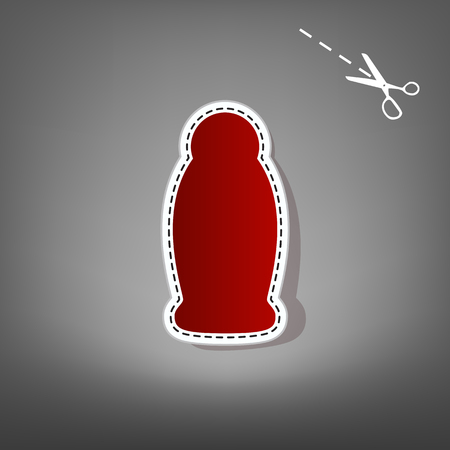 Gel, Foam Or Liquid Soap. Dispenser Pump Plastic Bottle silhouette. Vector. Red icon with for applique from paper with shadow on gray background with scissors.のイラスト素材