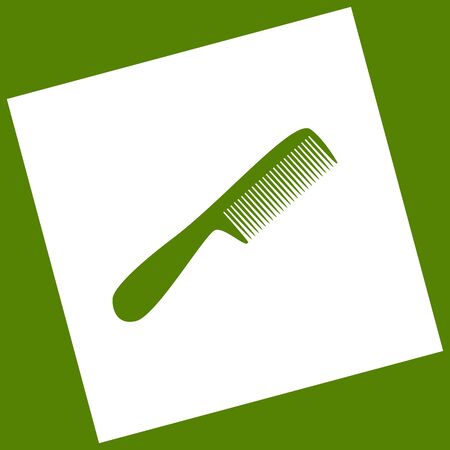 Comb simple sign. Vector. White icon obtained as a result of subtraction rotated square and path.のイラスト素材