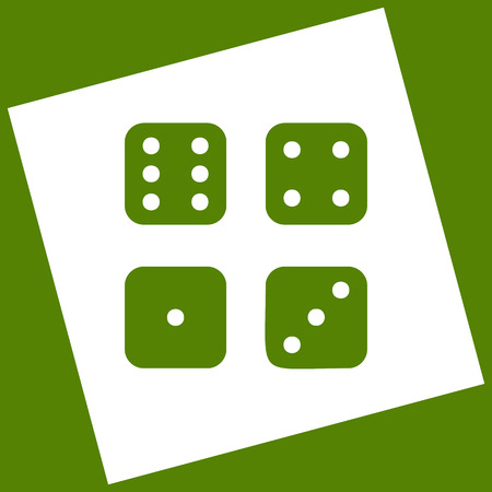Devils bones, Ivories sign. Vector. White icon obtained as a result of subtraction rotated square and path.のイラスト素材