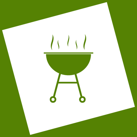 Barbecue simple sign. Vector. White icon obtained as a result of subtraction rotated square and path.のイラスト素材