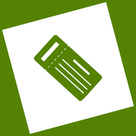 Ticket simple sign. Vector. White icon obtained as a result of subtraction rotated square and path.のイラスト素材