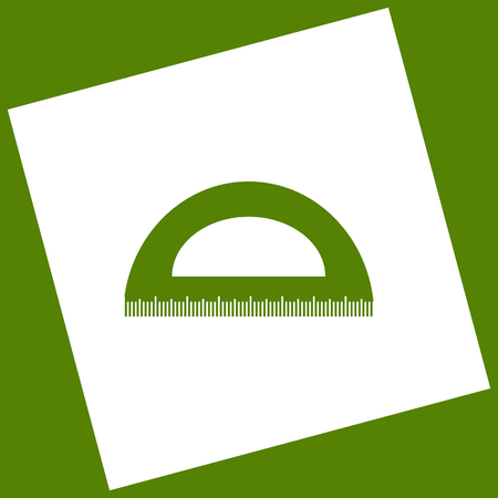 Ruler sign illustration. Vector. White icon obtained as a result of subtraction rotated square and path. Avocado background.のイラスト素材