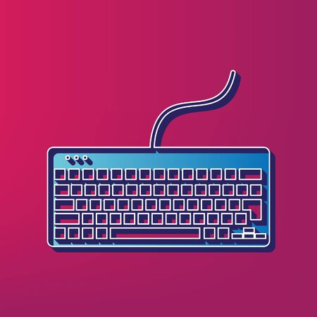 Keyboard simple sign. Vector. Blue 3d printed icon on magenta background.のイラスト素材