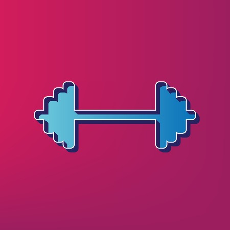 Dumbbell weights sign. Vector. Blue 3d printed icon on magenta background.のイラスト素材