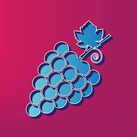 Grapes sign illustration. Vector. Blue 3d printed icon on magenta background.のイラスト素材