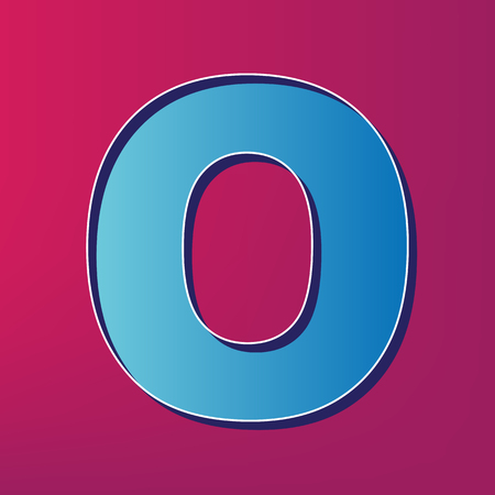 Letter O sign design template element. Vector. Blue 3d printed icon on magenta background.のイラスト素材