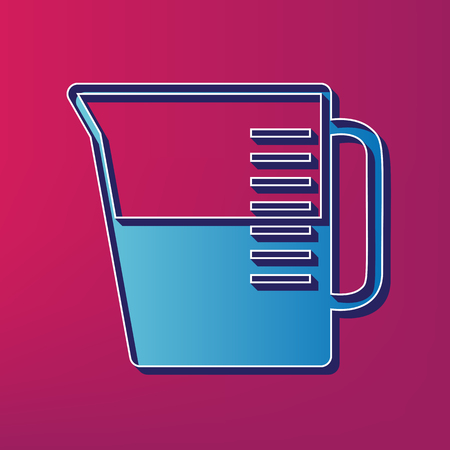 Beaker sign. Vector. Blue 3d printed icon on magenta background.のイラスト素材