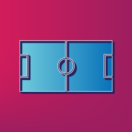 Soccer field. Vector. Blue 3d printed icon on magenta background.のイラスト素材