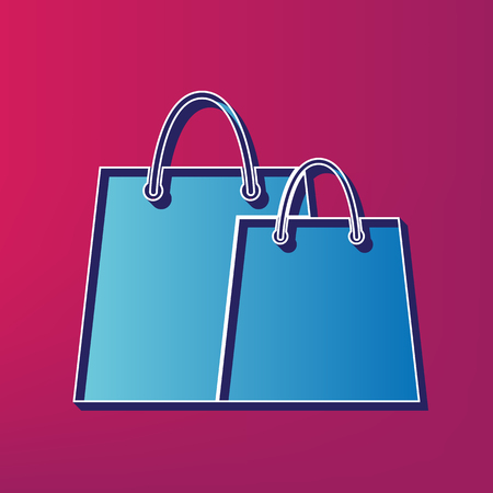 Shopping bags sign. Vector. Blue 3d printed icon on magenta background.のイラスト素材