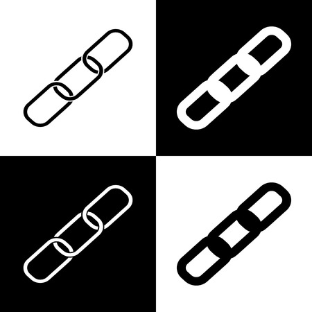 Link sign illustration. Vector. Black and white icons and line icon on chess board.のイラスト素材