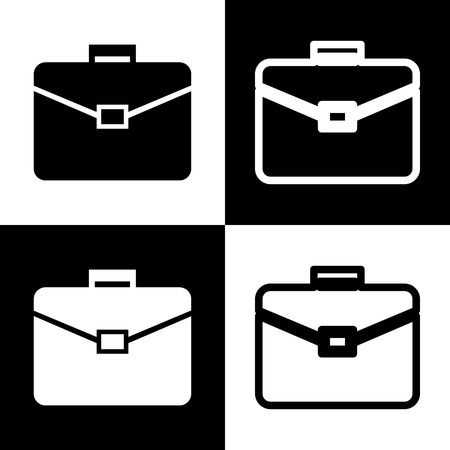 Briefcase sign illustration. Vector. Black and white icons and line icon on chess board.の写真素材