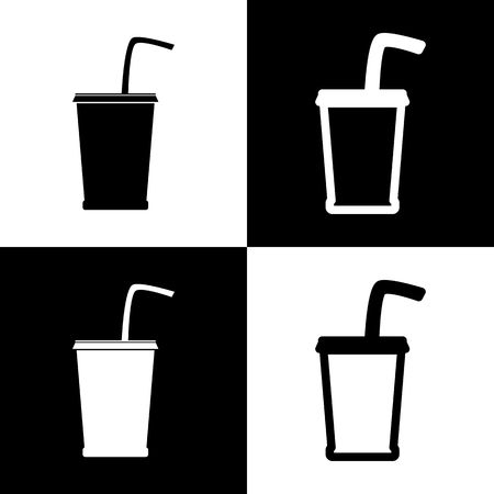 Drink sign illustration. Vector. Black and white icons and line icon on chess board.の写真素材