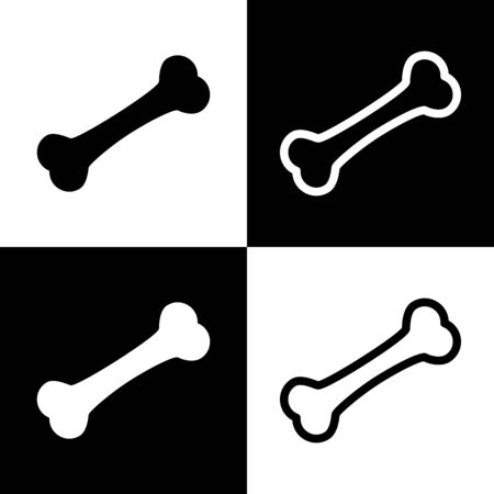 Bone sign illustration. Vector. Black and white icons and line icon on chess board.の写真素材