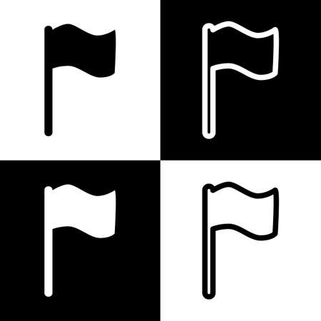 Flag sign illustration. Vector. Black and white icons and line icon on chess board.の写真素材