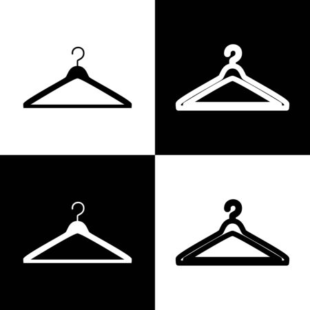Hanger sign illustration. Vector. Black and white icons and line icon on chess board.の写真素材