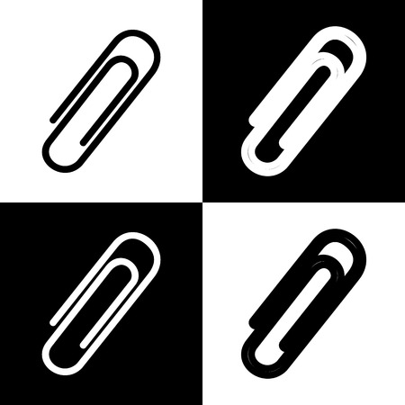 Clip sign illustration. Vector. Black and white icons and line icon on chess board.のイラスト素材