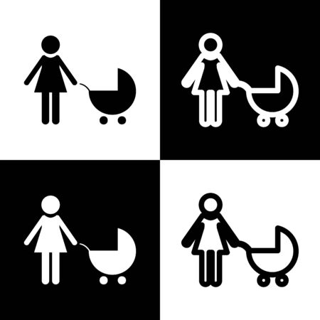 Family sign illustration. Vector. Black and white icons and line icon on chess board.の写真素材