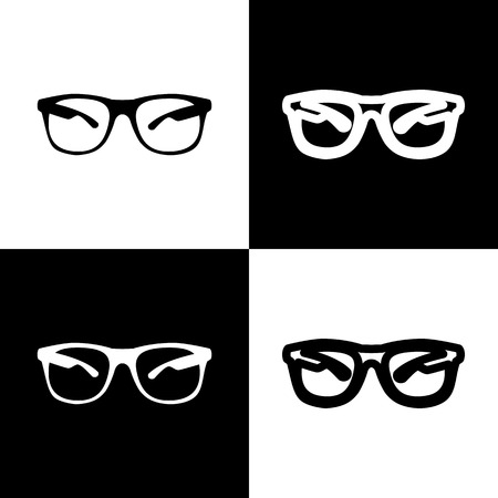 Sunglasses sign illustration. Vector. Black and white icons and line icon on chess board.のイラスト素材
