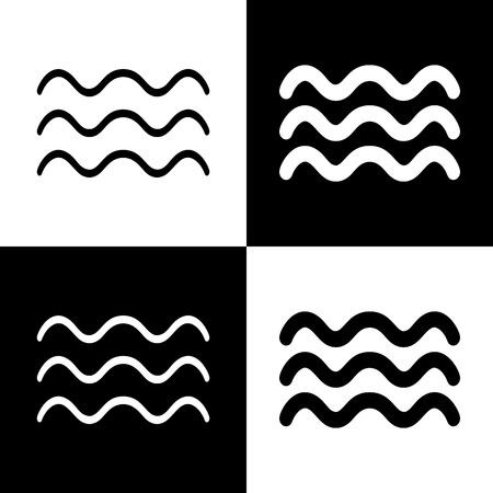 Waves sign illustration. Vector. Black and white icons and line icon on chess board.のイラスト素材
