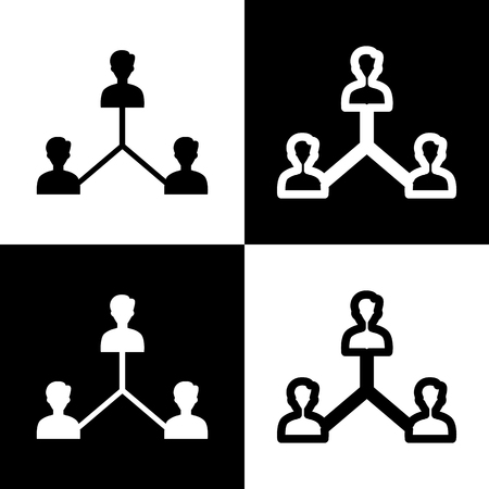 Social media marketing sign. Vector. Black and white icons and line icon on chess board.のイラスト素材