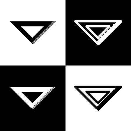 Ruler sign illustration. Vector. Black and white icons and line icon on chess board.のイラスト素材