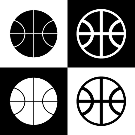 Basketball ball sign illustration. Vector. Black and white icons and line icon on chess board.のイラスト素材