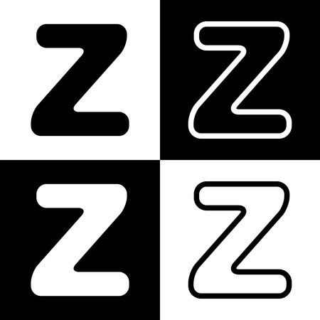 Letter Z sign design template element. Vector. Black and white icons and line icon on chess board.のイラスト素材