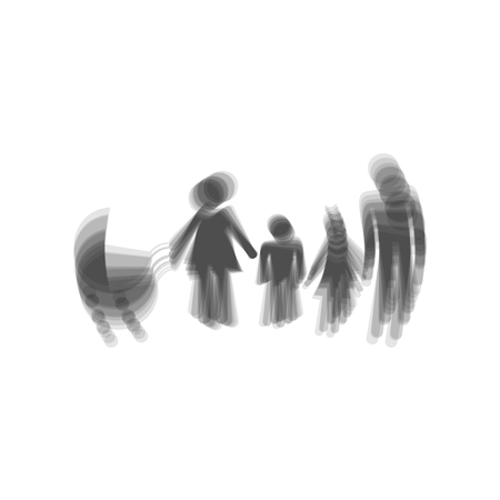 Family sign illustration. Vector. Gray icon shaked at white background.のイラスト素材
