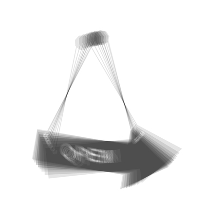 Open sign illustration. Vector. Gray icon shaked at white background.のイラスト素材