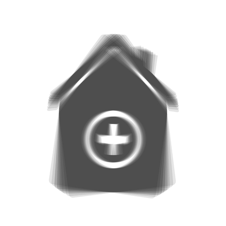 Hospital sign illustration. Vector. Gray icon shaked at white background.のイラスト素材