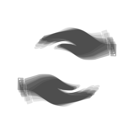 Hand sign illustration. Vector. Gray icon shaked at white background.のイラスト素材