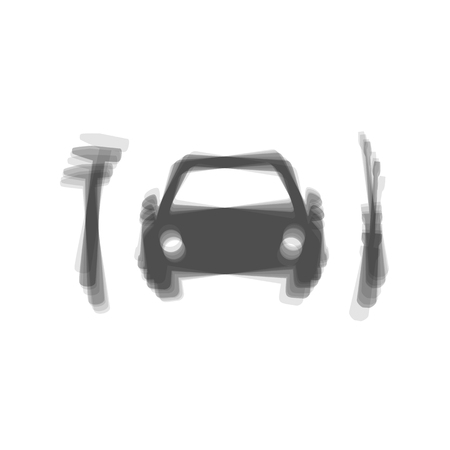 Car tire repair service sign. Vector. Gray icon shaked at white background.のイラスト素材