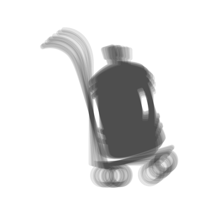 Plastic bottle silhouette with water. Big bottle of water on track. Vector. Gray icon shaked at white background.のイラスト素材