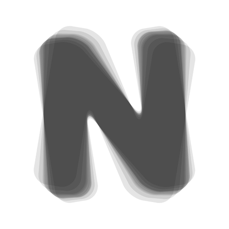 Letter N sign design template element. Vector. Gray icon shaked at white background.のイラスト素材