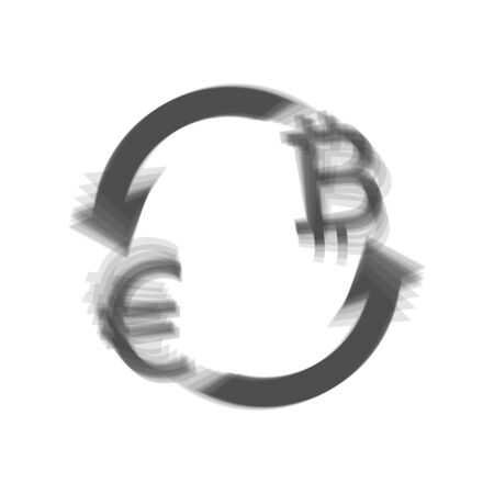 Currency exchange sign. Euro and Bitcoin. Vector. Gray icon shaked at white background.のイラスト素材