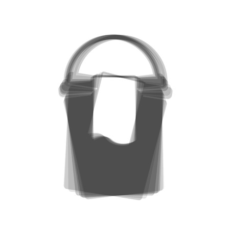 Bucket and a rag sign. Vector. Gray icon shaked at white background.のイラスト素材