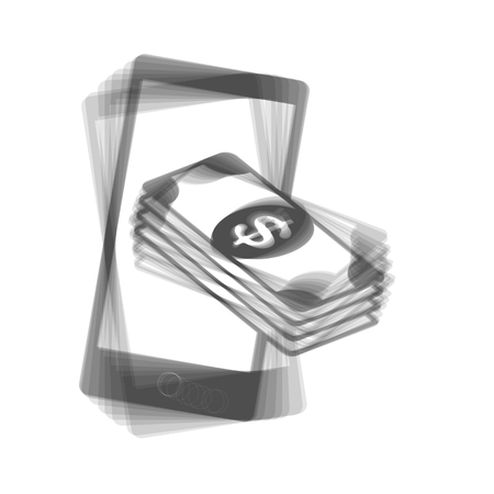 Payment, refill your mobile smart phone,. Vector. Gray icon shaked at white background.のイラスト素材