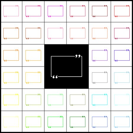 Text quote sign. Vector. Felt-pen 33 colorful icons at white and black backgrounds. Colorfull.のイラスト素材