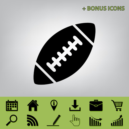 American simple football ball. Vector. Black icon at gray background with bonus icons at celery onesのイラスト素材