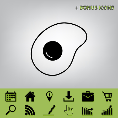 Omelet sign. Flat designed style icon. Vector. Black icon at gray background with bonus icons at celery onesのイラスト素材